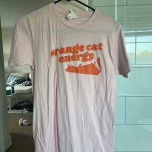 Orange Cat Energy T-Shirt - Pink